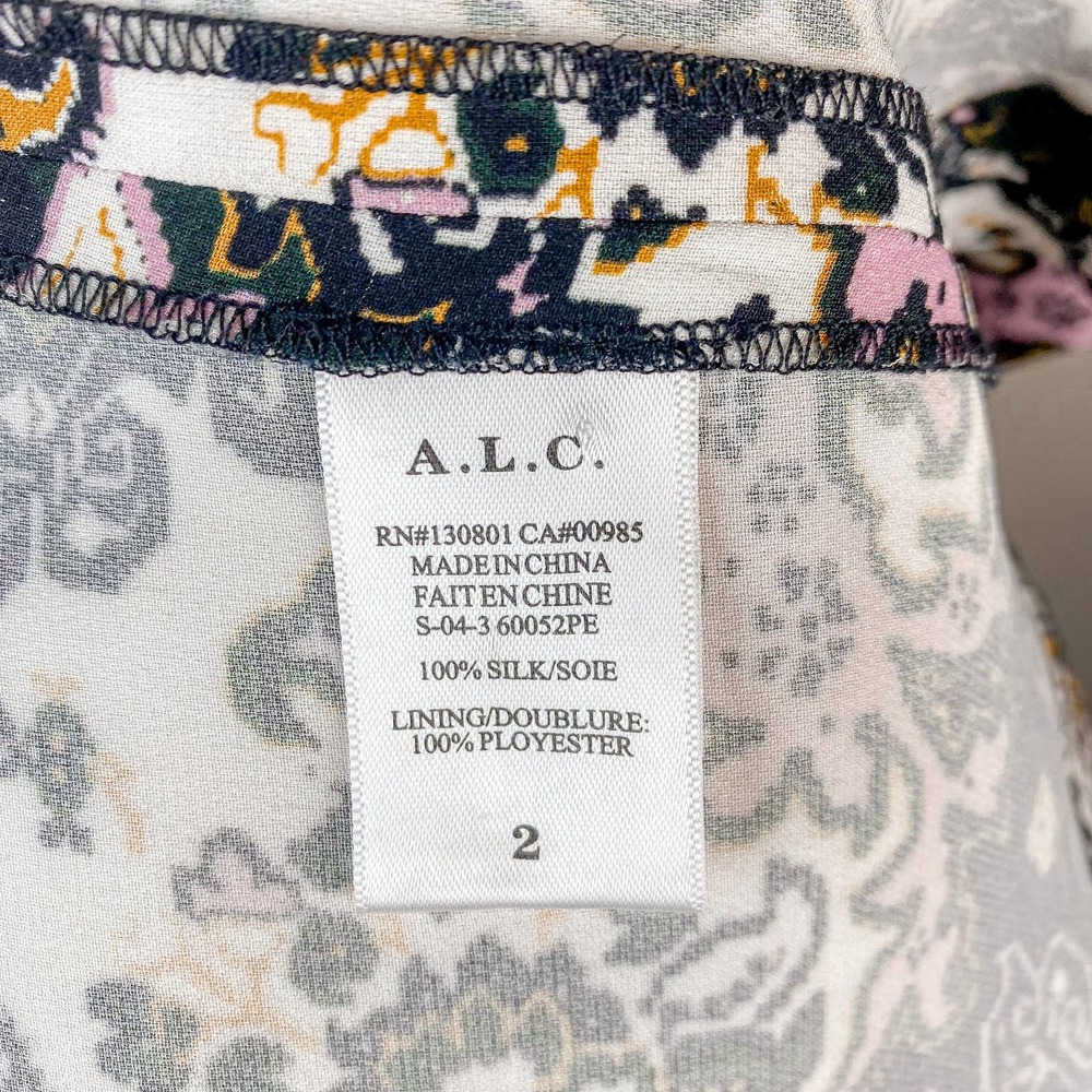 A.L.C. Dress Silk Dress Mini Dress Floral Dress Long Sleeve Dress Tordi Size 2 - Picture 10 of 11